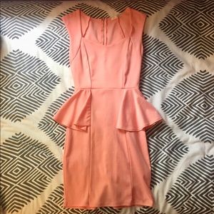Pinky coral peplum cocktail dress